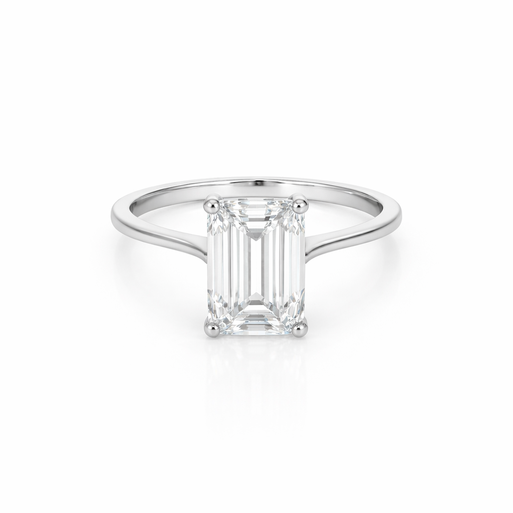 Platinum 2.03ct Emerald Cut Lab Grown Diamond Ring