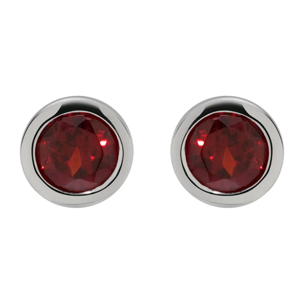 Sterling Silver Garnet Stud Earrings