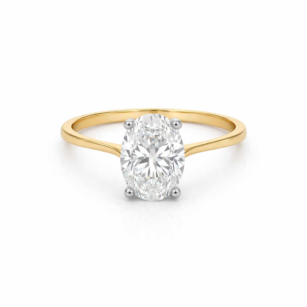 18ct Yellow Gold 2.01ct Oval Lab Grown Diamond Ring