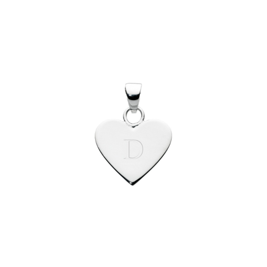 Sterling Silver D Initial Heart Pendant