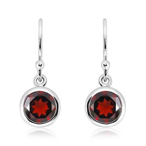 Sterling Silver Garnet Drop Earrings