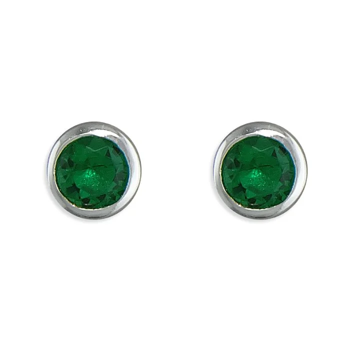 Sterling Silver May Birthstone Stud Earrings