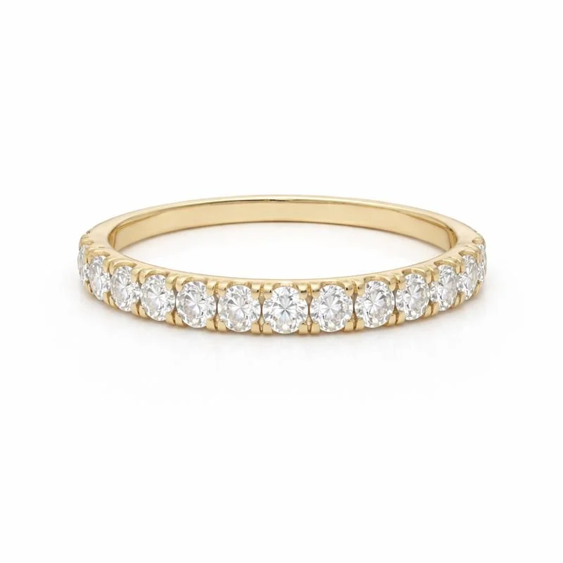 9ct Yellow Gold 14-Stone Round Lab Grown Diamond Claw Set Eternity Ring