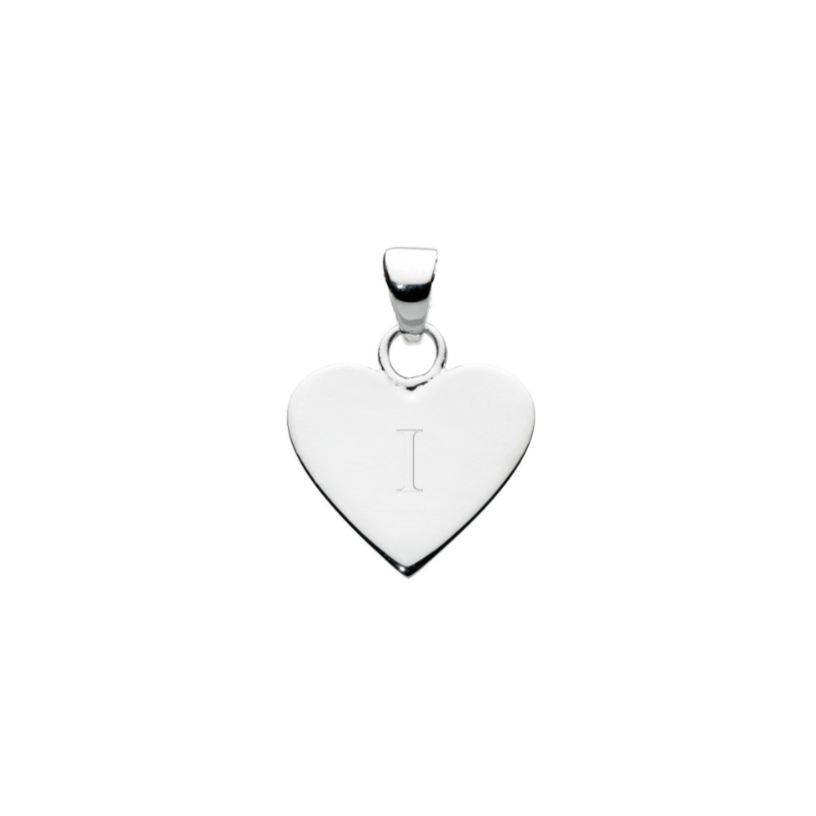 Sterling Silver I Initial Heart Pendant