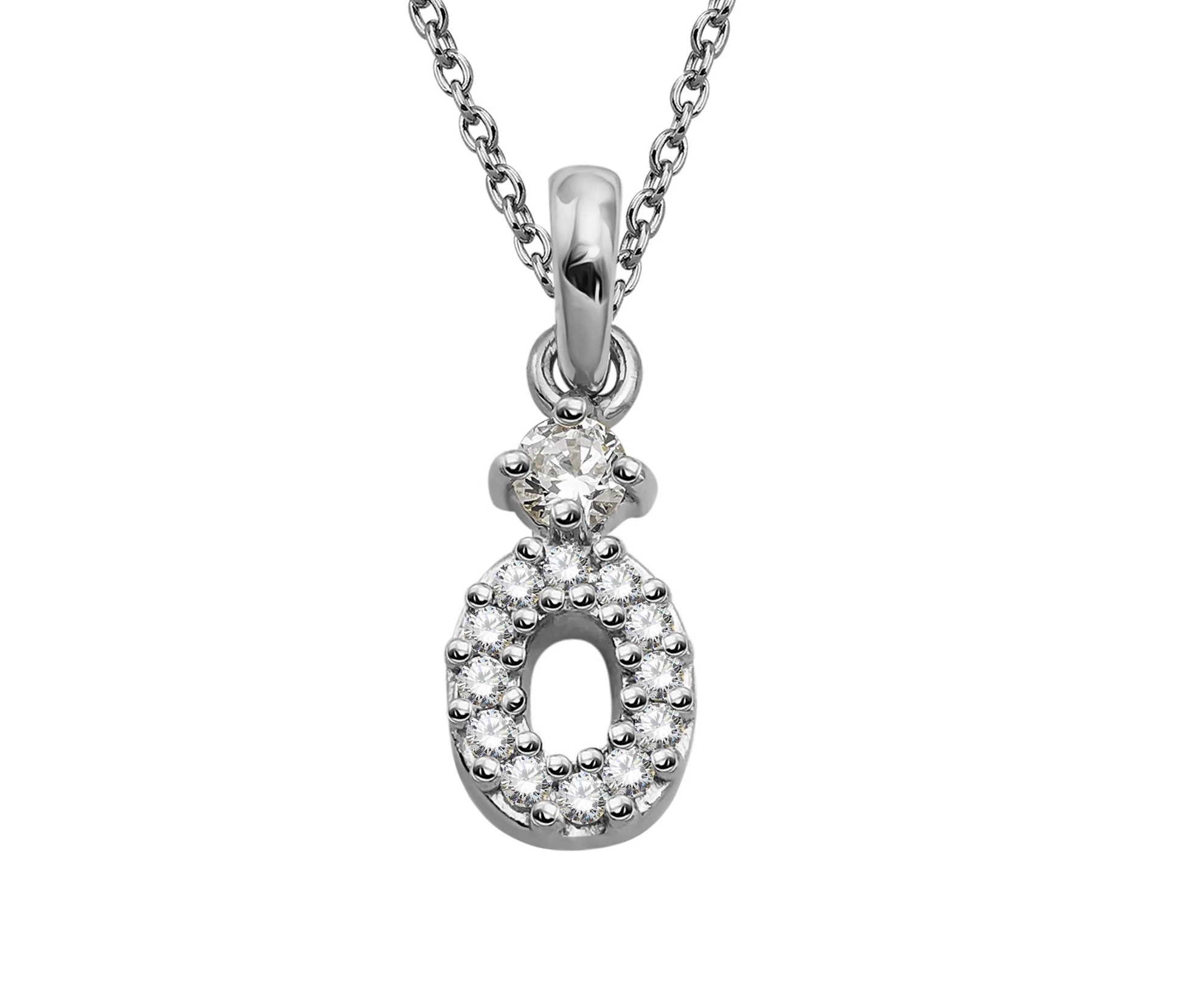 Sterling Silver CZ Open Oval Drop Necklace