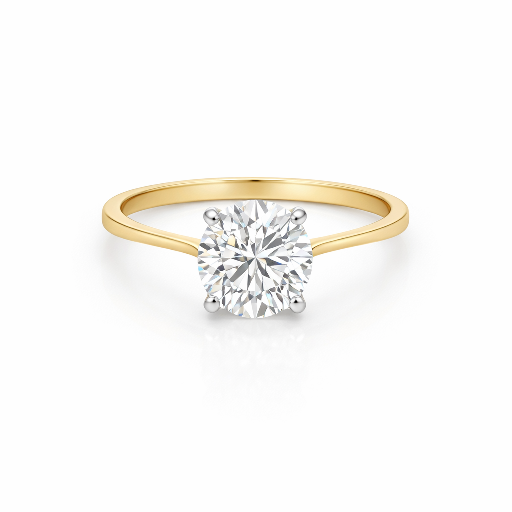 18ct Yellow Gold 2ct Round Lab Grown Diamond Ring