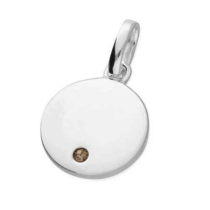 Sterling Silver November Birthstone Disc Pendant
