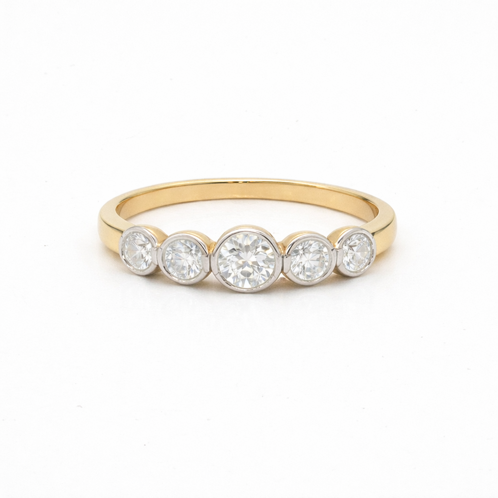 9ct Yellow Gold 5-Stone Round Lab Grown Diamond Ring