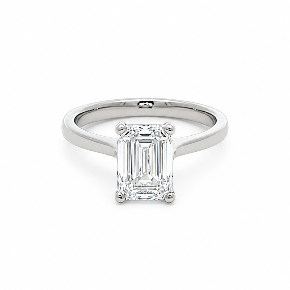 Platinum 2.05ct Emerald Cut Lab Grown Diamond Ring