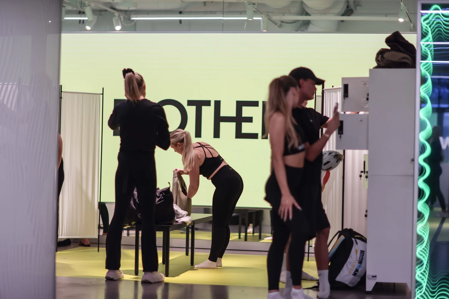 Participants at the Biotherm locker area