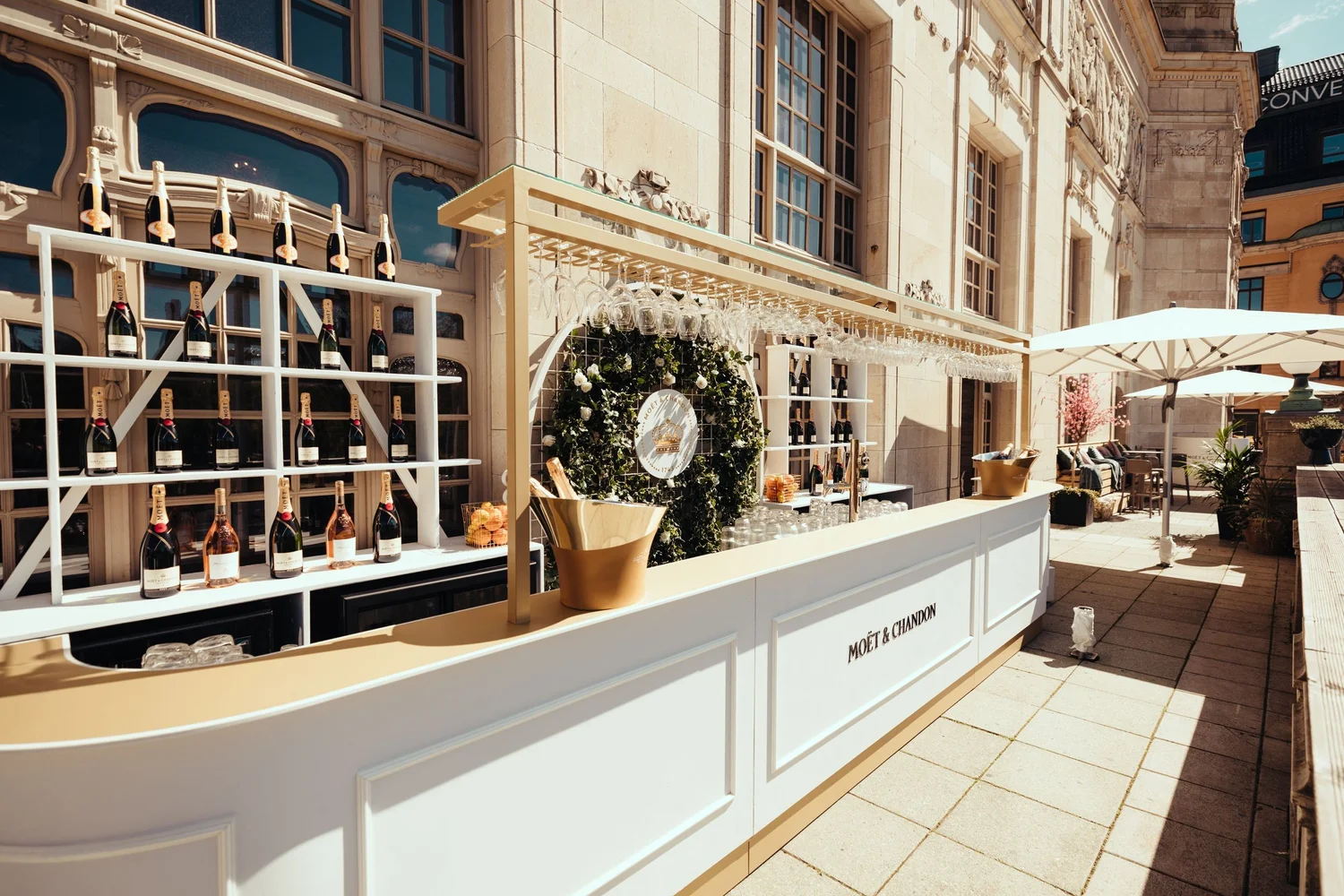 Moët & Chandon outdoor bar on a terrace in Stockholm