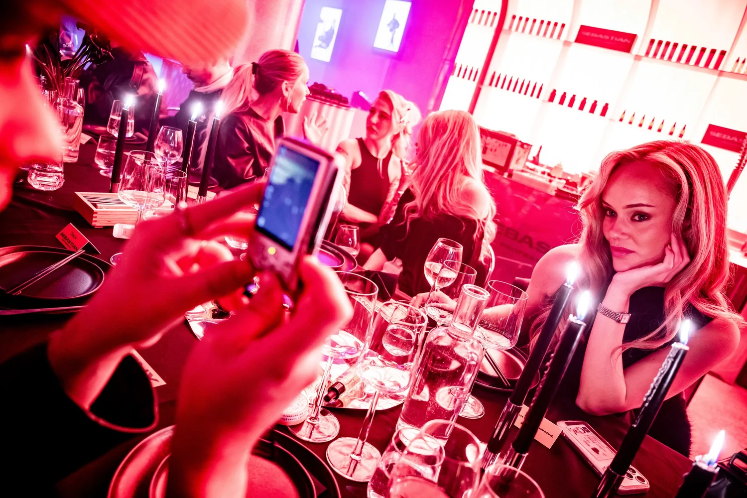 Guests at the dinner photographing each other