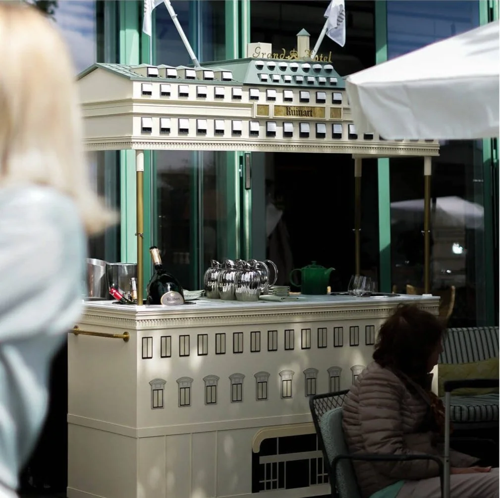 3D-printed bar shaped like Grand Hôtel, at the hotel in Stockholm