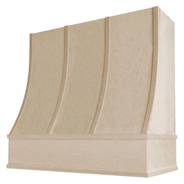Sloped hood with strapping flat trim