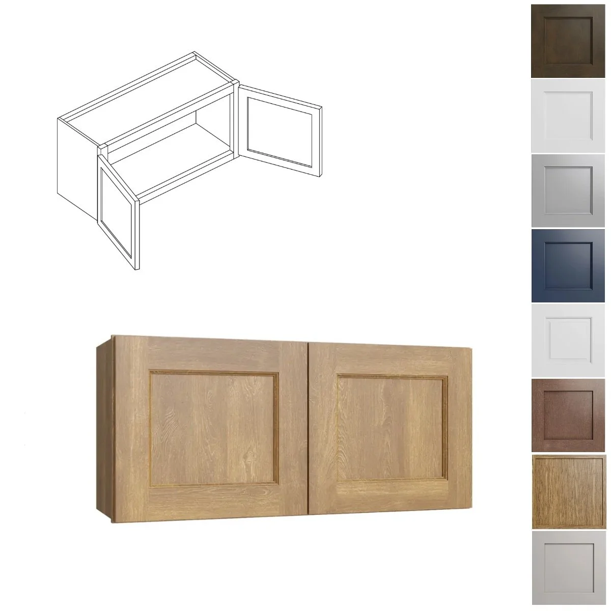 30W-12H-12D Double Door Wall Kitchen Cabinet (W3012)