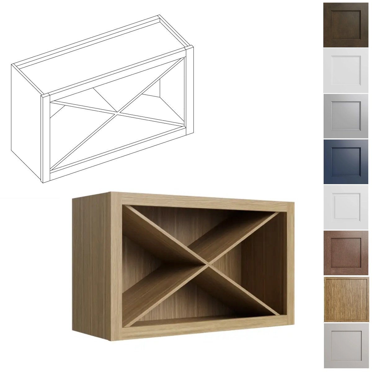 30W-18H-12D Wine Rack Wall Kitchen Cabinet (WR3018)