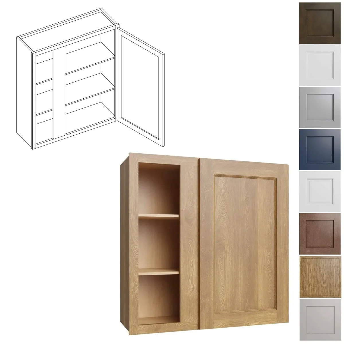 24W-30H-12D Corner Blind Wall Kitchen Cabinet (BW2430)