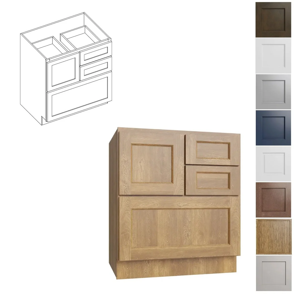 30W-34.5H-24D Cooking Center Base with multi use drawers (CC30)