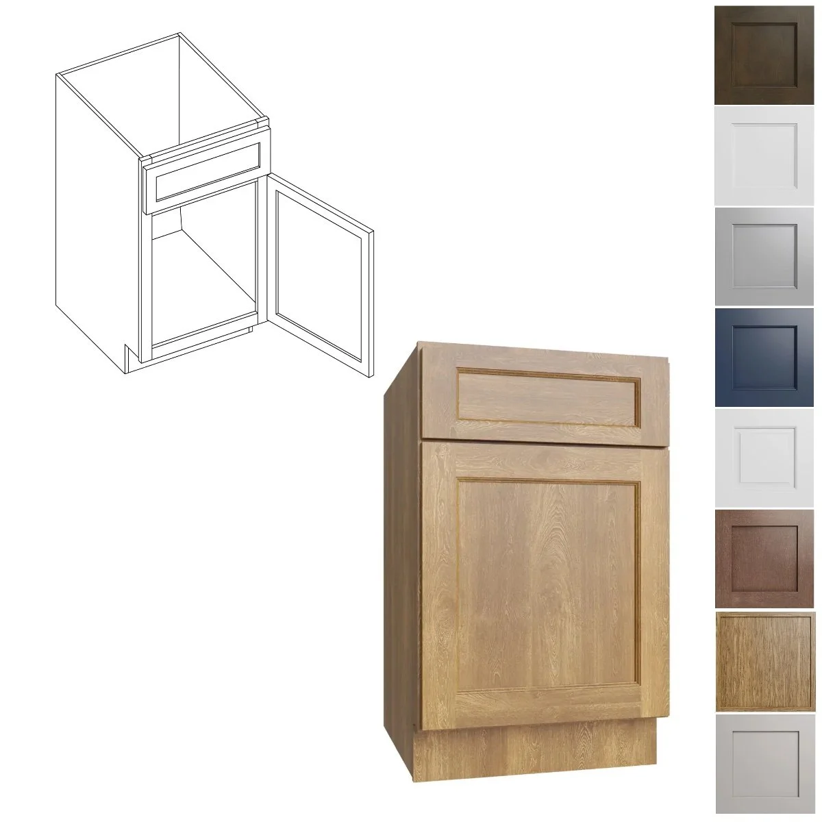 12W-34.5H-21D Vanity Single Door Sink Base (V12)