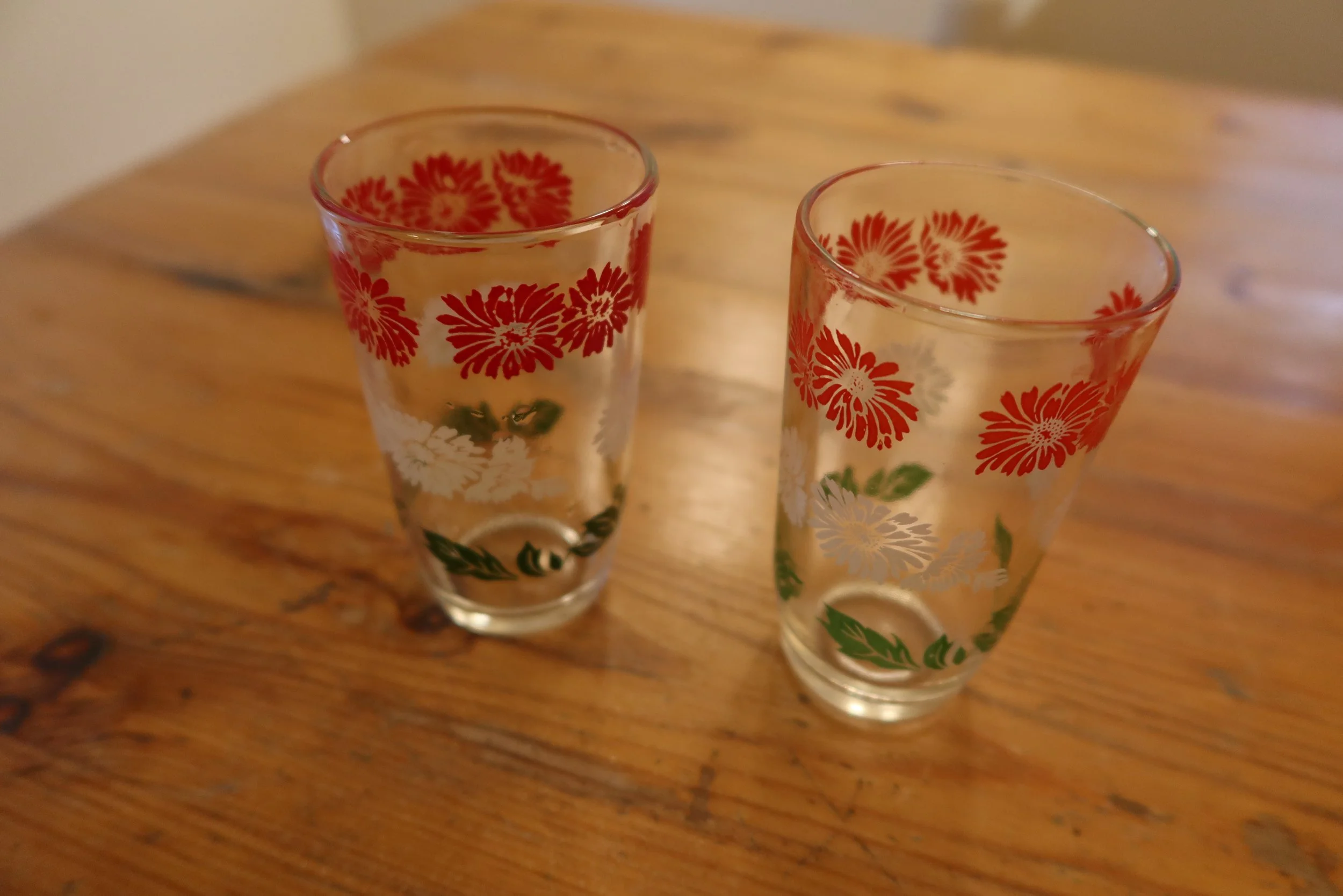 Italian Floral Juice Glasses, Pair