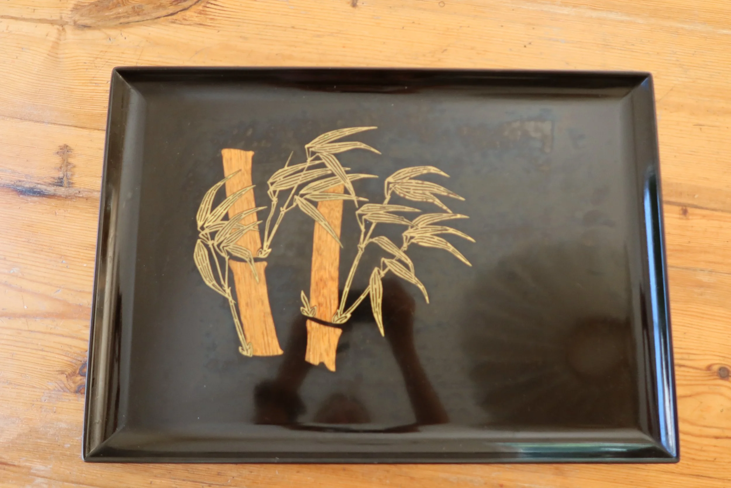 Bamboo Enamel Serving Tray