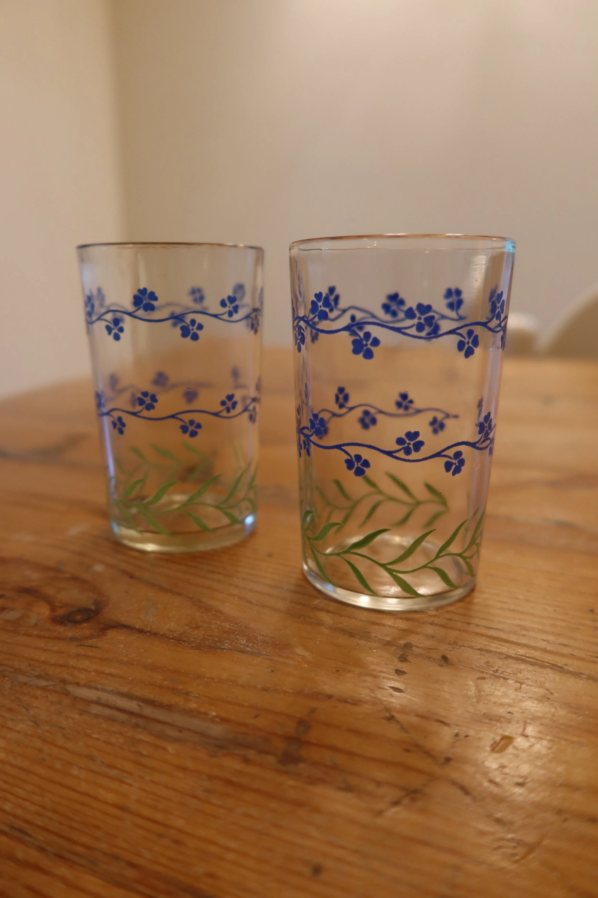 Floral Juice Glasses, Pair