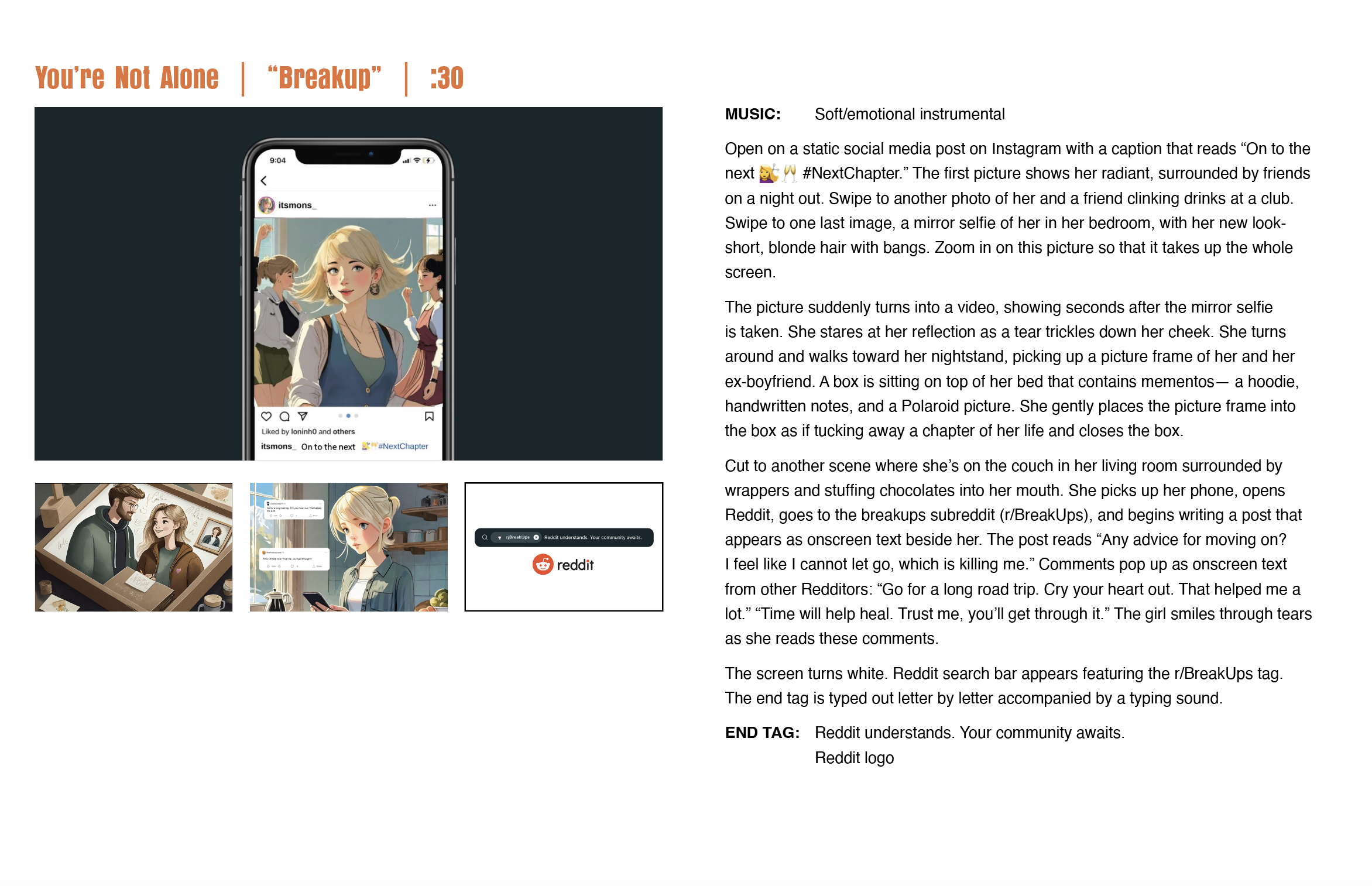 "Breakup" Script for Reddit You're Not Alone Campaign