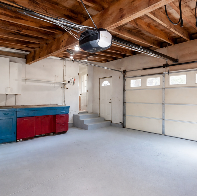 residential garage door opener with rusted chain housing