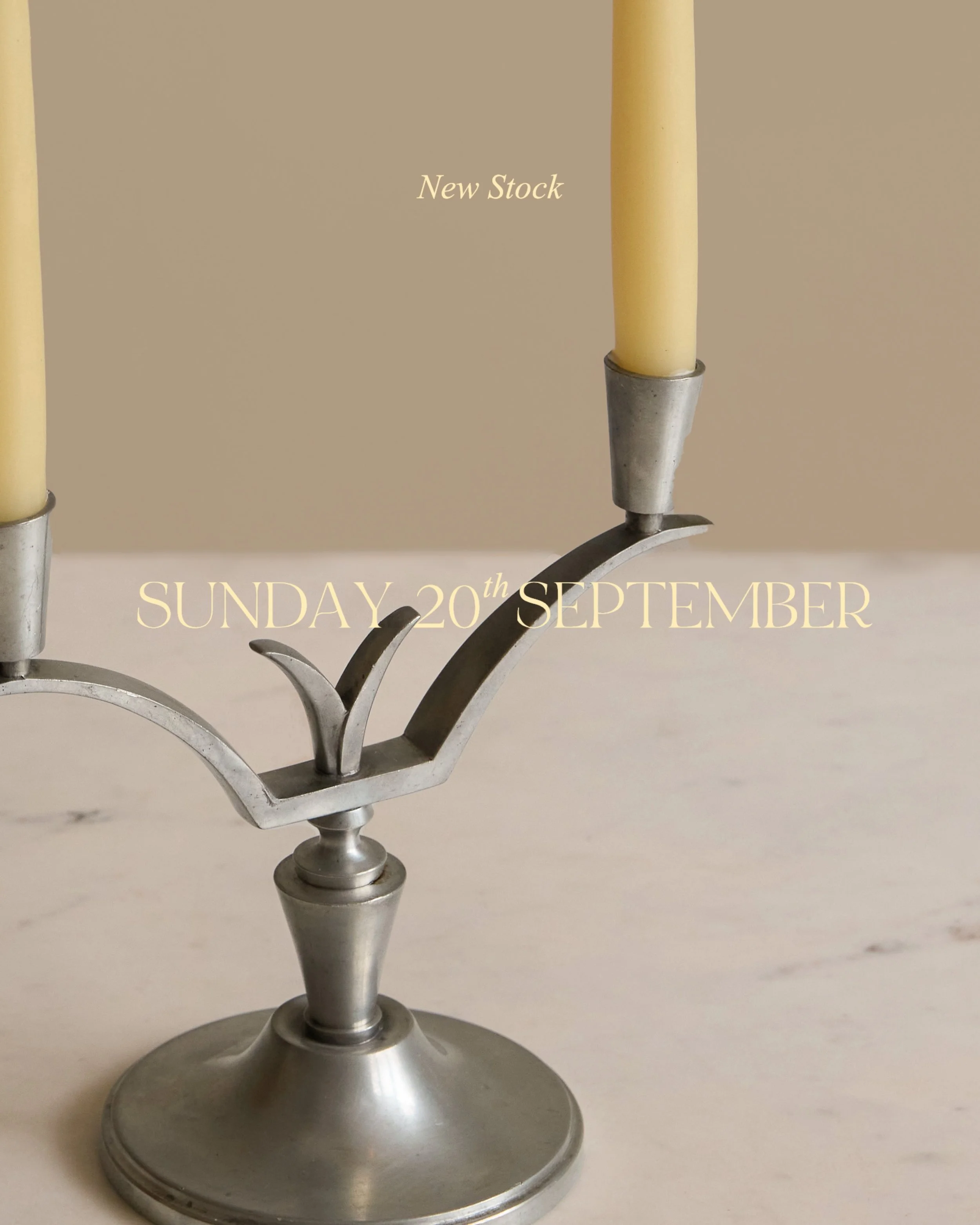 Our latest stock dropping this Sunday! Keep your eyes on your inboxes and sign up to our newsletter to be the first to know! Can confirm these gorgeous Swedish pewter candlesticks will be making an appearance | link in our bio to sign up!