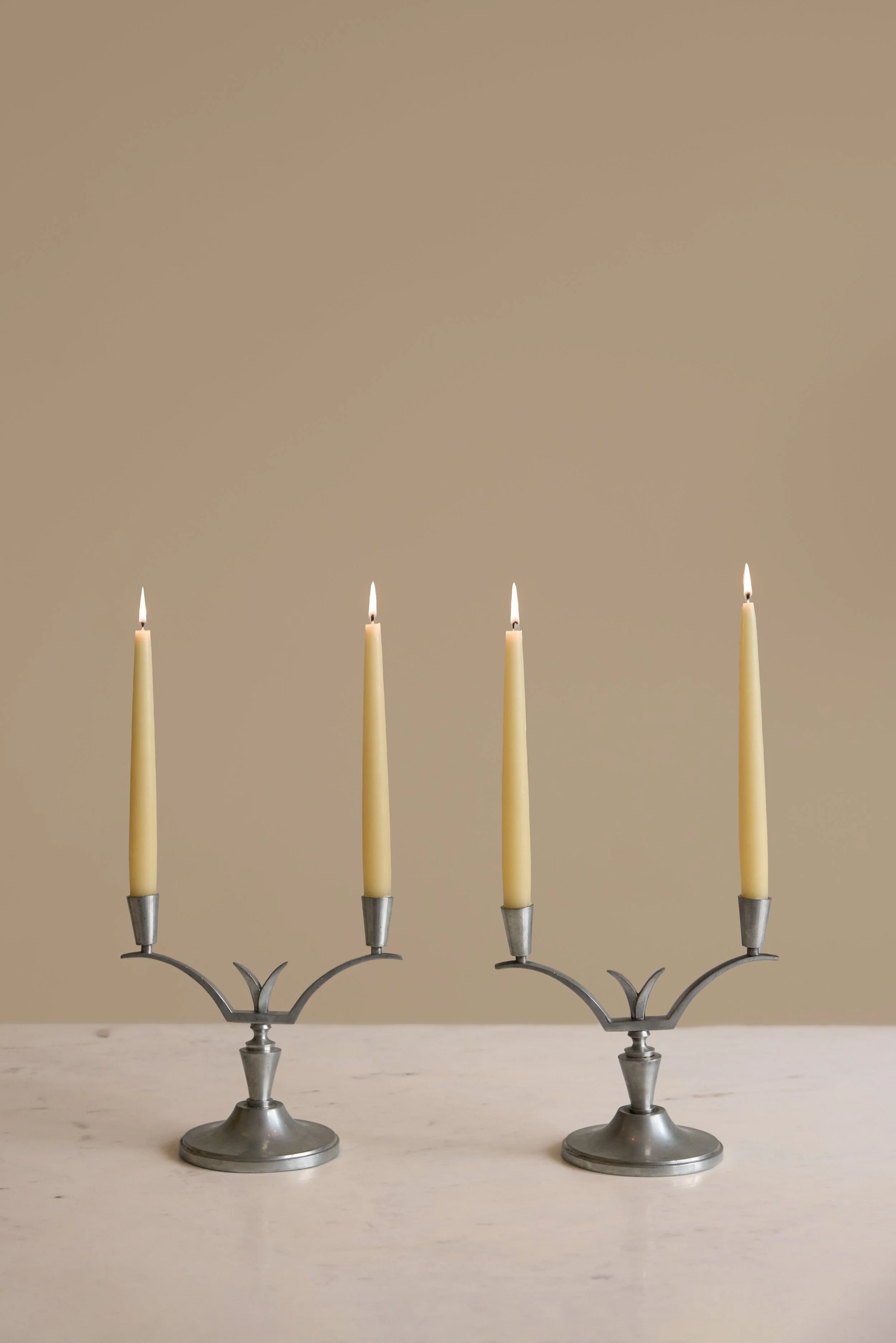 Pair of Pewter Art Deco Candlesticks, B.H. Edlund, Sweden