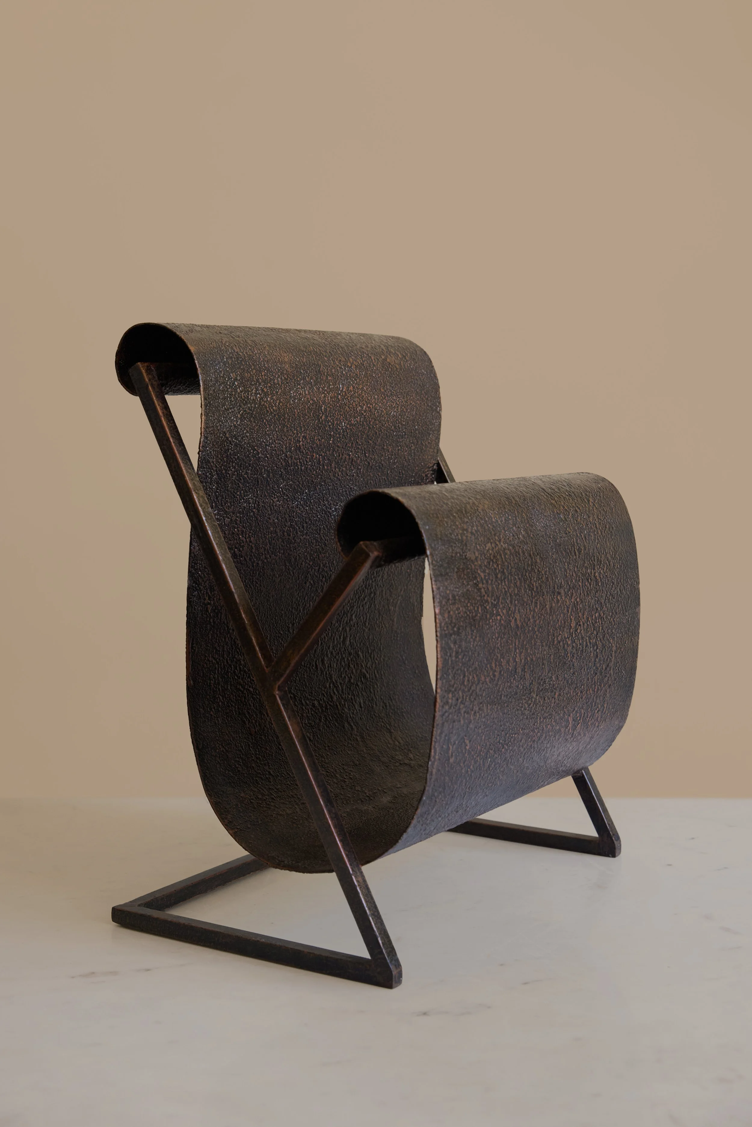 Brutalist Iron Magazine Rack