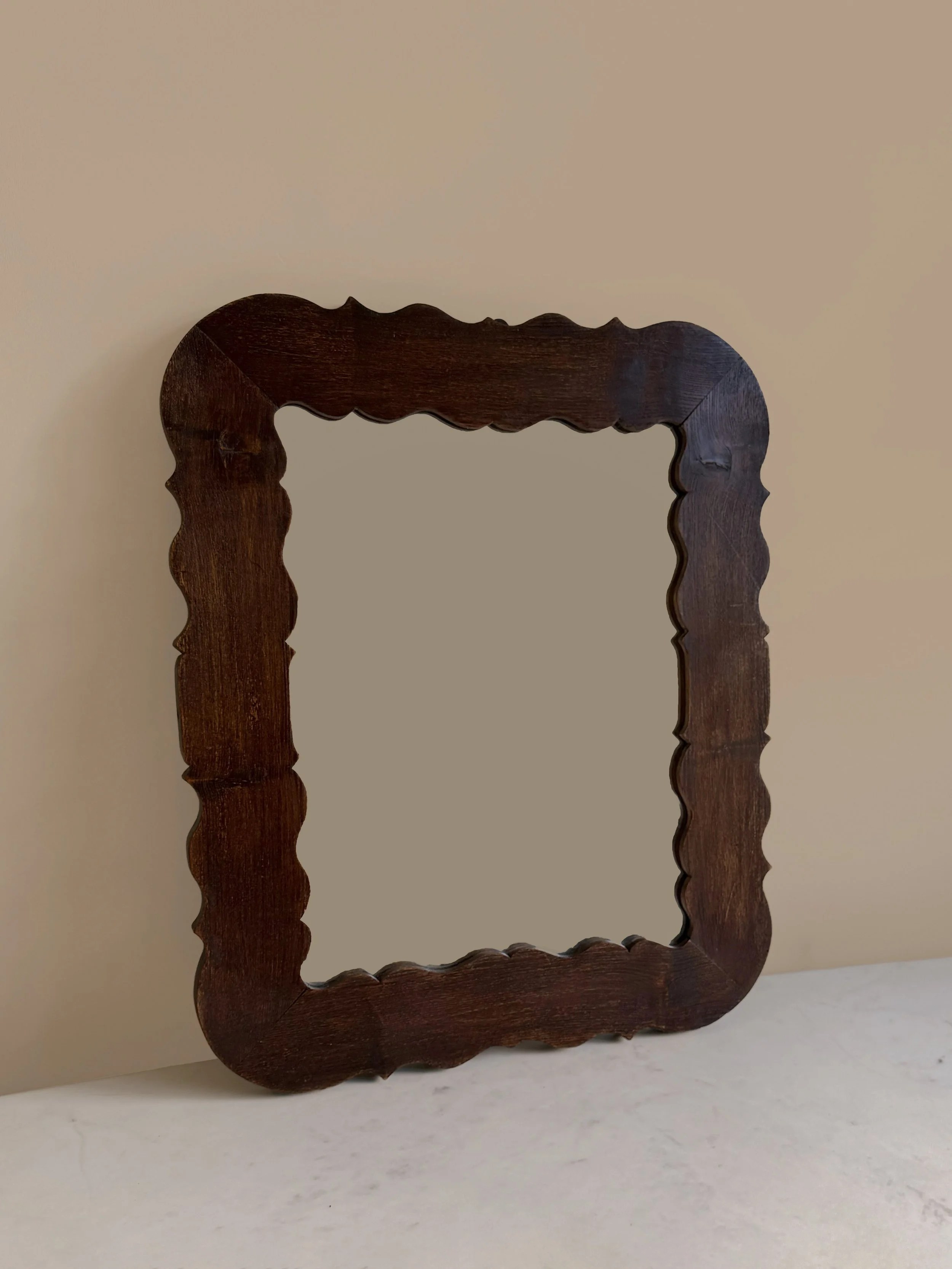MCM Wavy Wooden Mirror, Czechoslovakia
