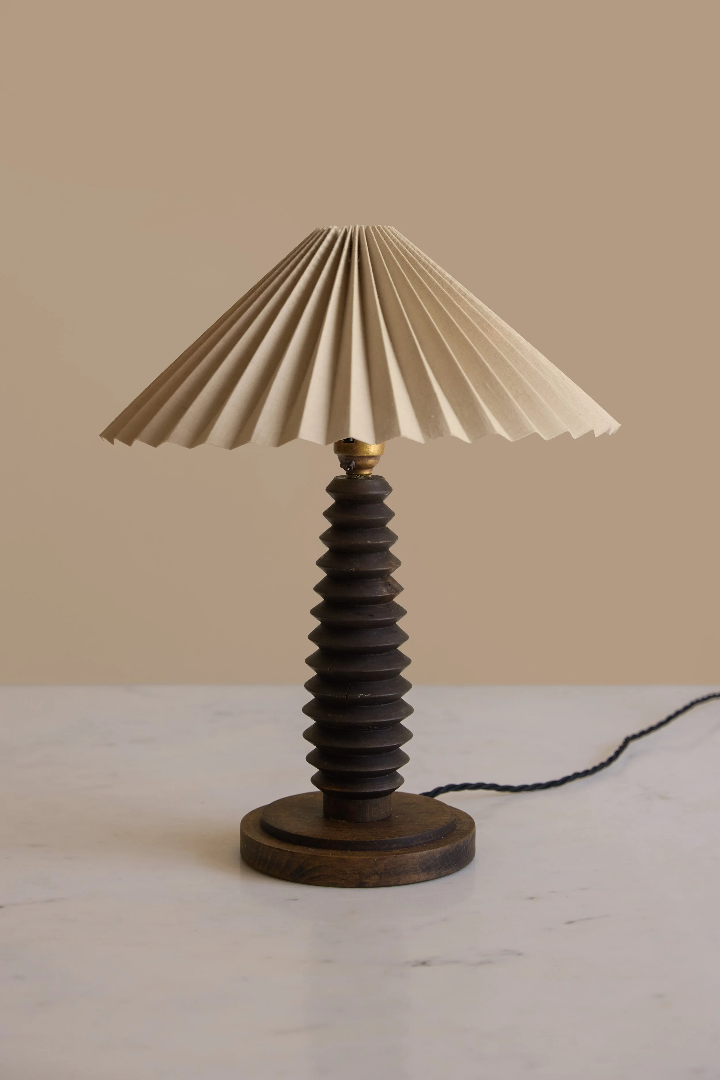 Carved Wooden Table Lamp