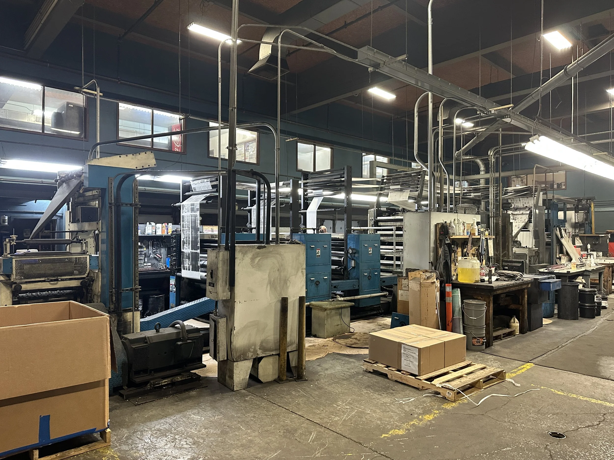 Print presses, where the Tippecanoe Gazette is printed weekly.