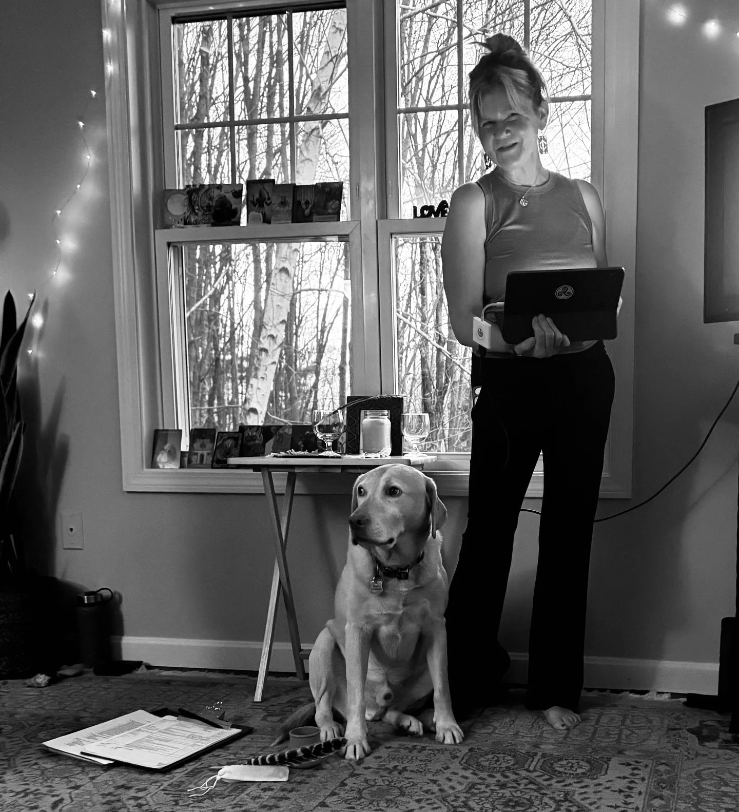 No. 1 Assistant! Go Ernie! So prepared! He has his cacao, his turkey feather, quartz Crystal, Palo santo, and clipboard full of notes.  Ernie vibes with Tul&rsquo;ix and the 6 beautiful goddesses that blessed us with their presence for the week! Leve