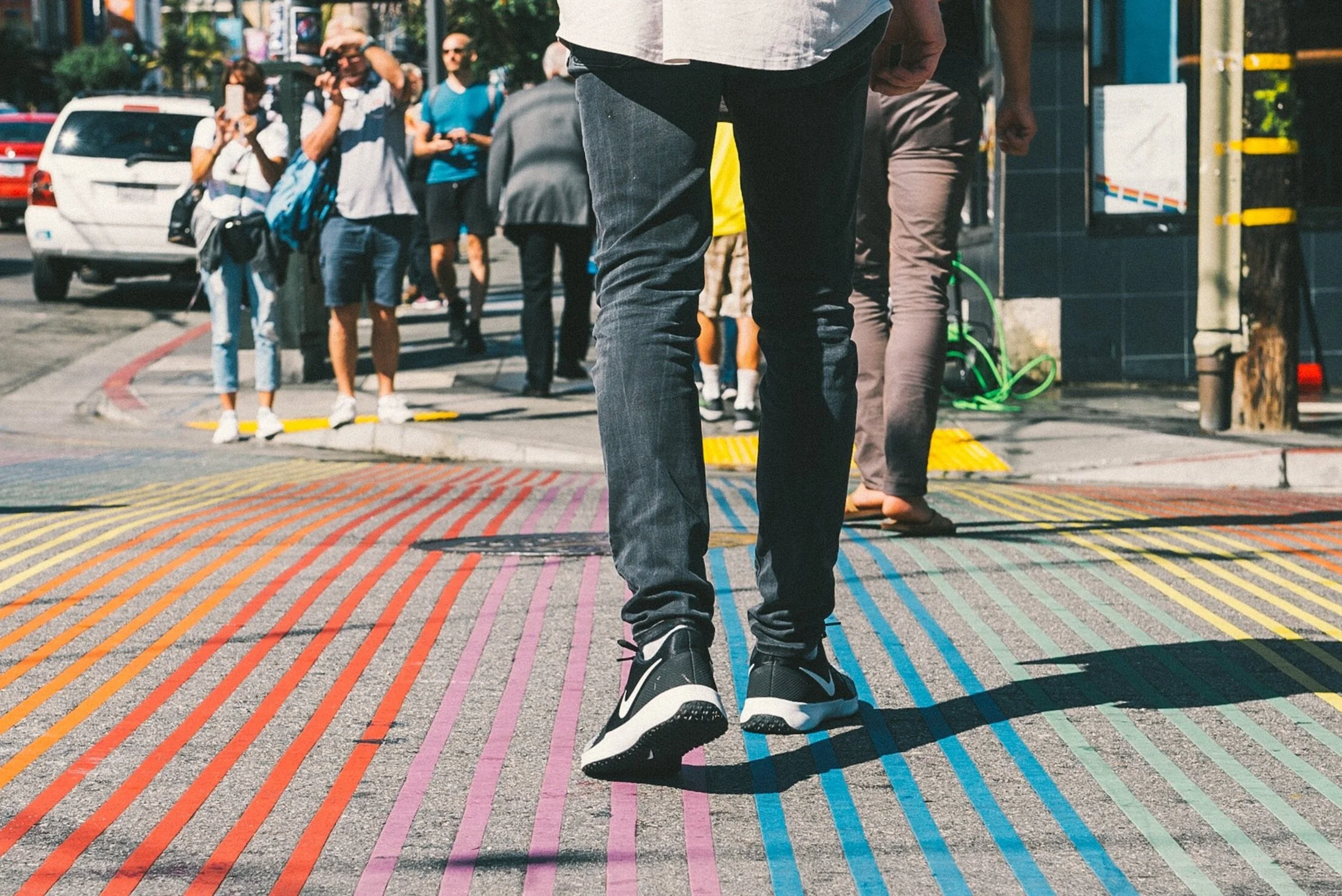 Gay man walking on Castro Street in San Francisco