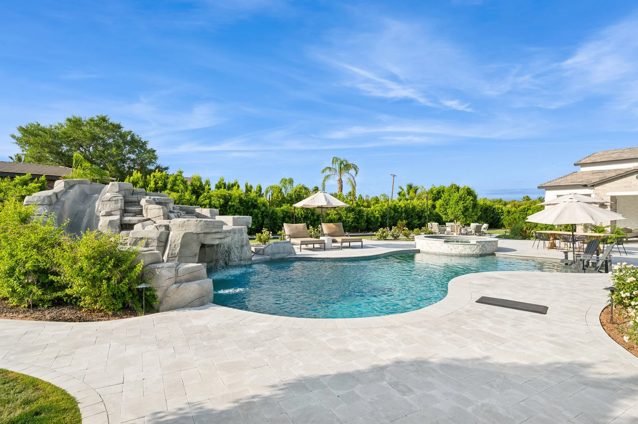 Resort-style backyard pool photographed for a Mesa AZ real estate listing
