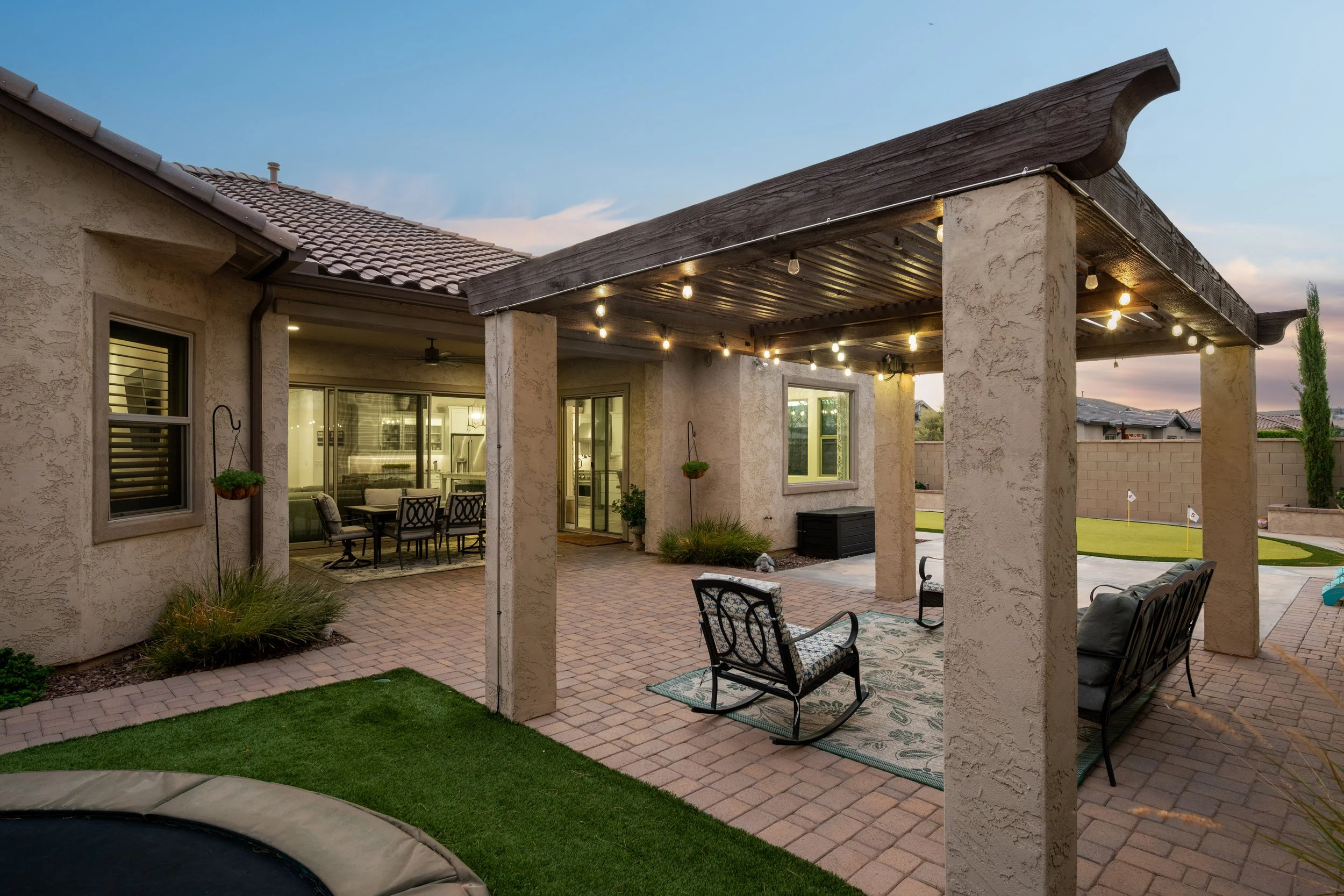 Covered outdoor living area photographed for a Mesa AZ home listing