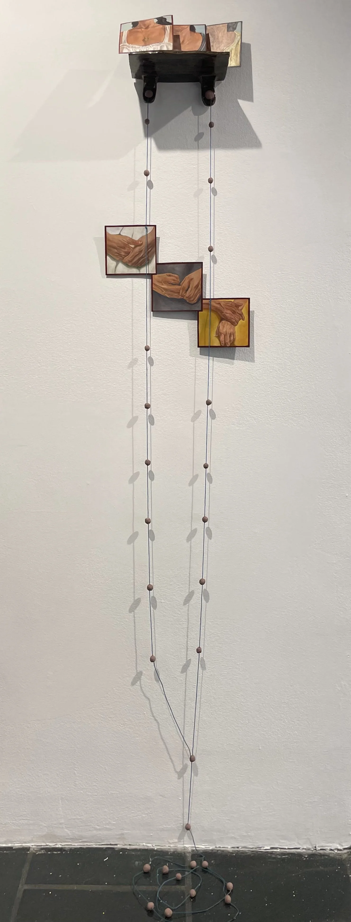 My Garden 2024 Ceramic, twine, and acrylic on paper.