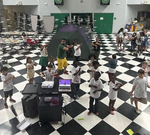 Kids dancing at a family night