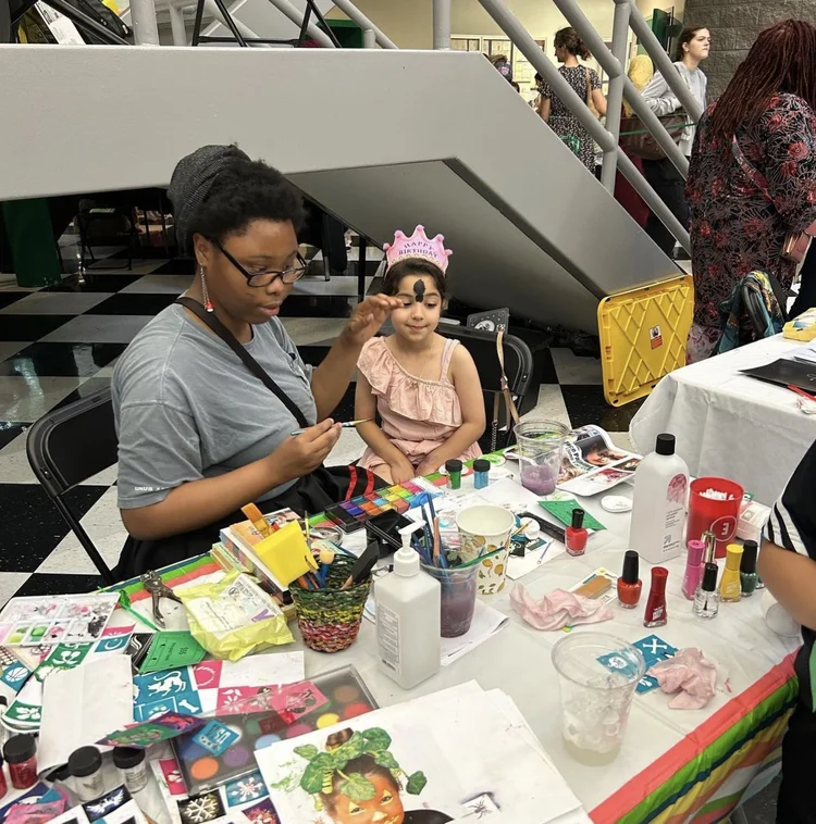 Face painting at a school event