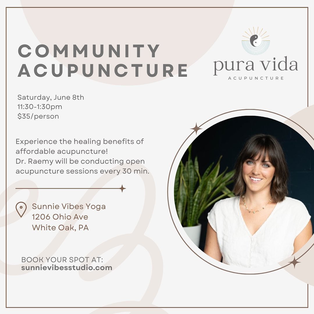 Hey Pittsburgh! I&rsquo;m now offering pop-up community acupuncture events throughout the city! Join me this coming Saturday June 8th in White Oak at @sunnie_vibes_studio !! Bring a friend or just your lovely self to receive 30 amazing minutes of acu