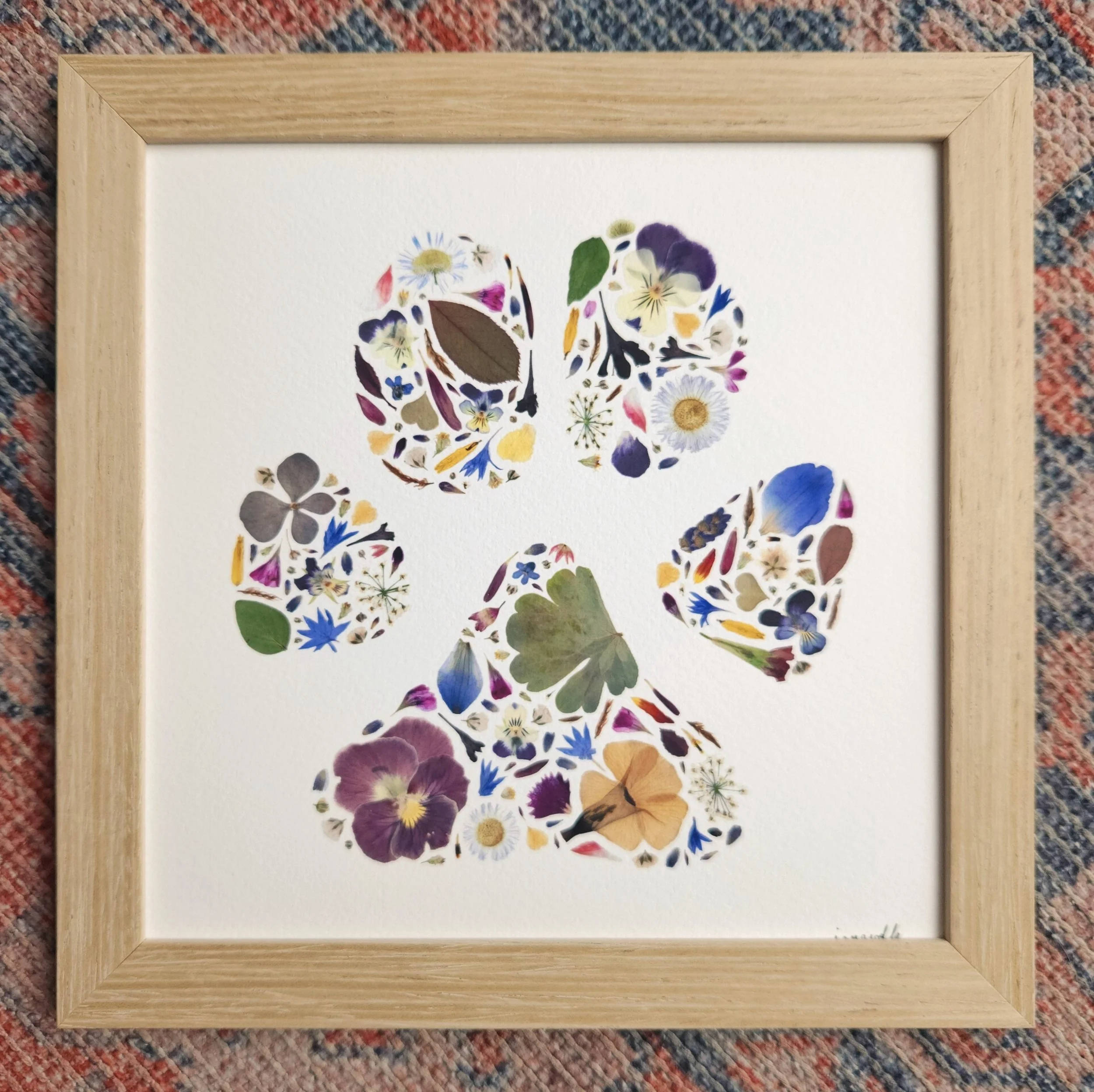 Paw Print - Pressed Flower Art Print