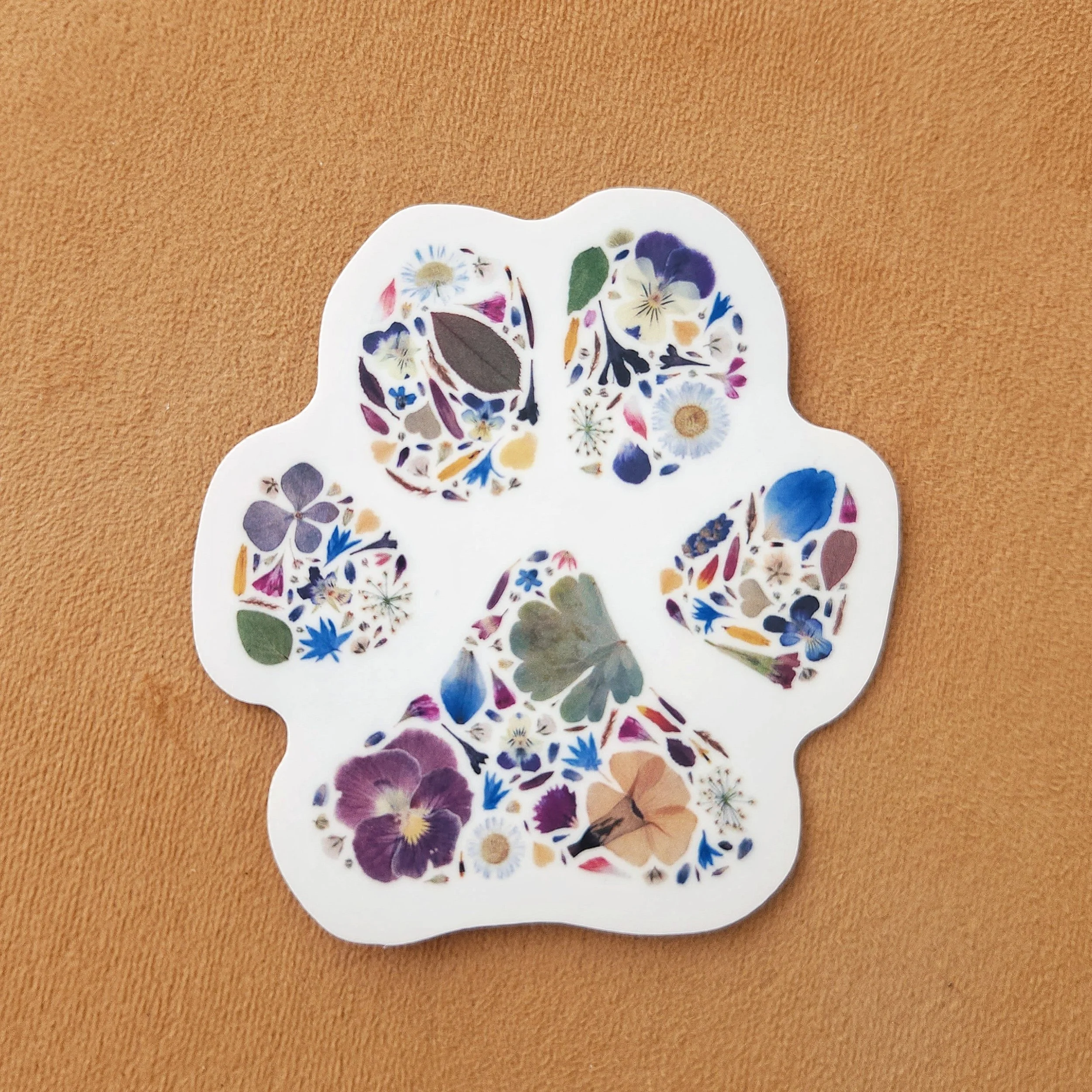 Paw Print - Pressed Flowers - Vinyl Sticker