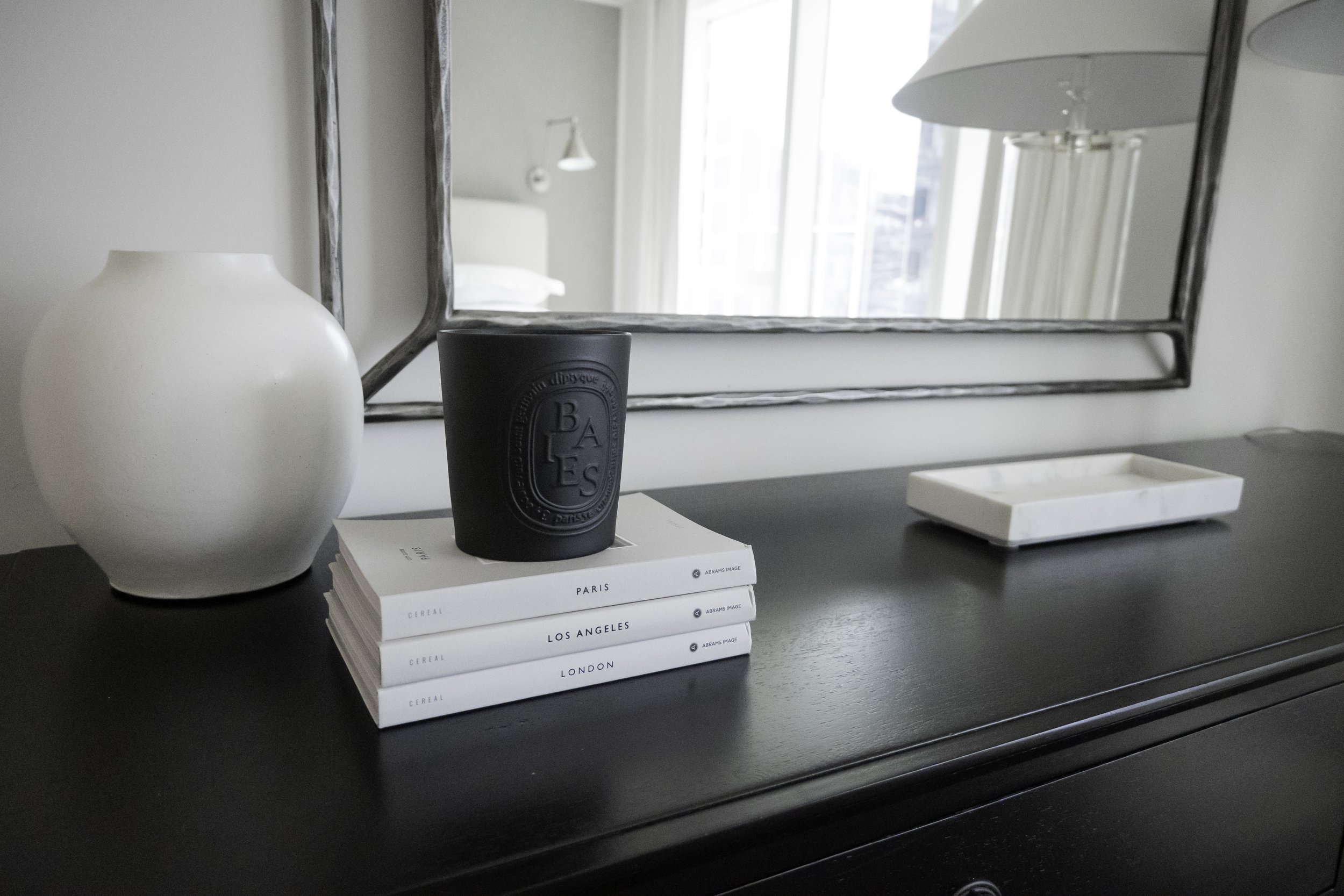 Attention to every detail with mood setting bedroom decor in Boston's Seaport