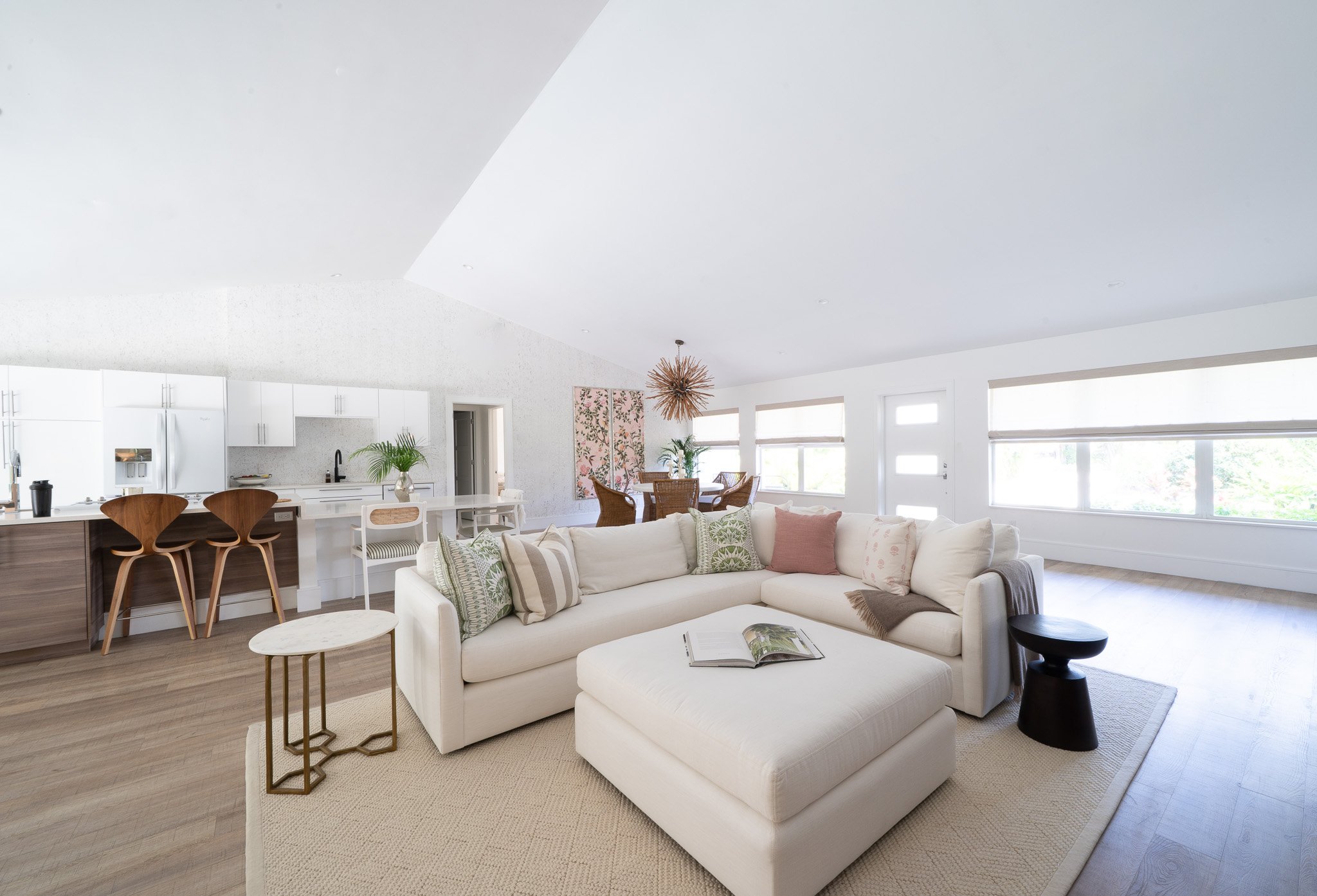 Open Concept Living Room Dining Room and Kitchen Layout in Boston Massachusetts - Interior design project by bee designe