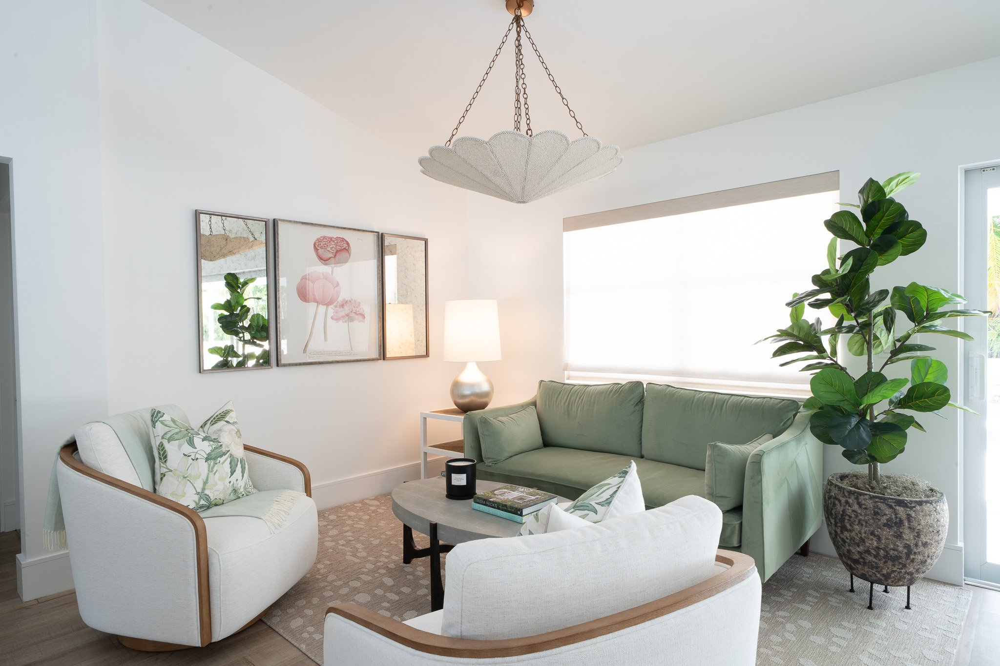 Finalized Florida interior design project that redefines coastal living. With light filters through airy linen sheers, every material was chosen to create open, ethereal, and perfectly balanced spaces.