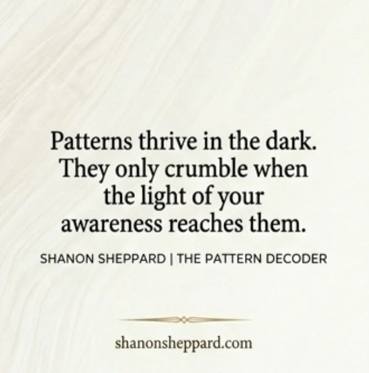 Patterns thrive in the dark 🖤 

And I don&rsquo;t mean that dramatically, I mean literally.

The things you keep experiencing on repeat?
The reactions you swear you&rsquo;re &ldquo;working on&rdquo;?
The patterns and dynamics that somehow follow you