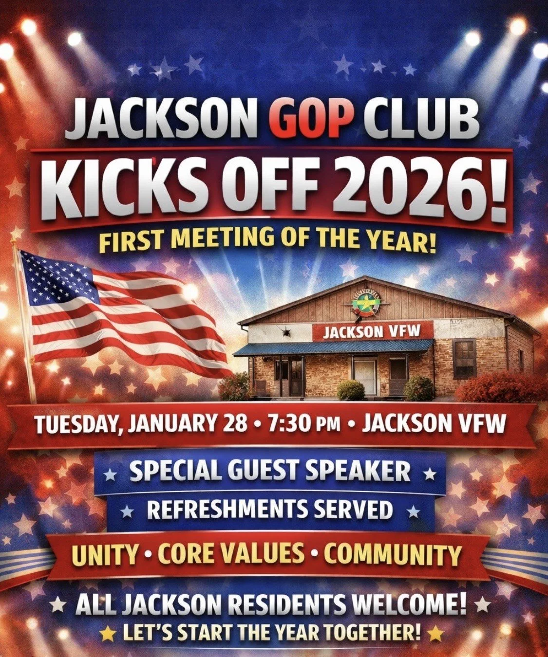 Jackson GOP Club Kicks Off 2026 With First Meeting of the Year — January 28 at Jackson VFW