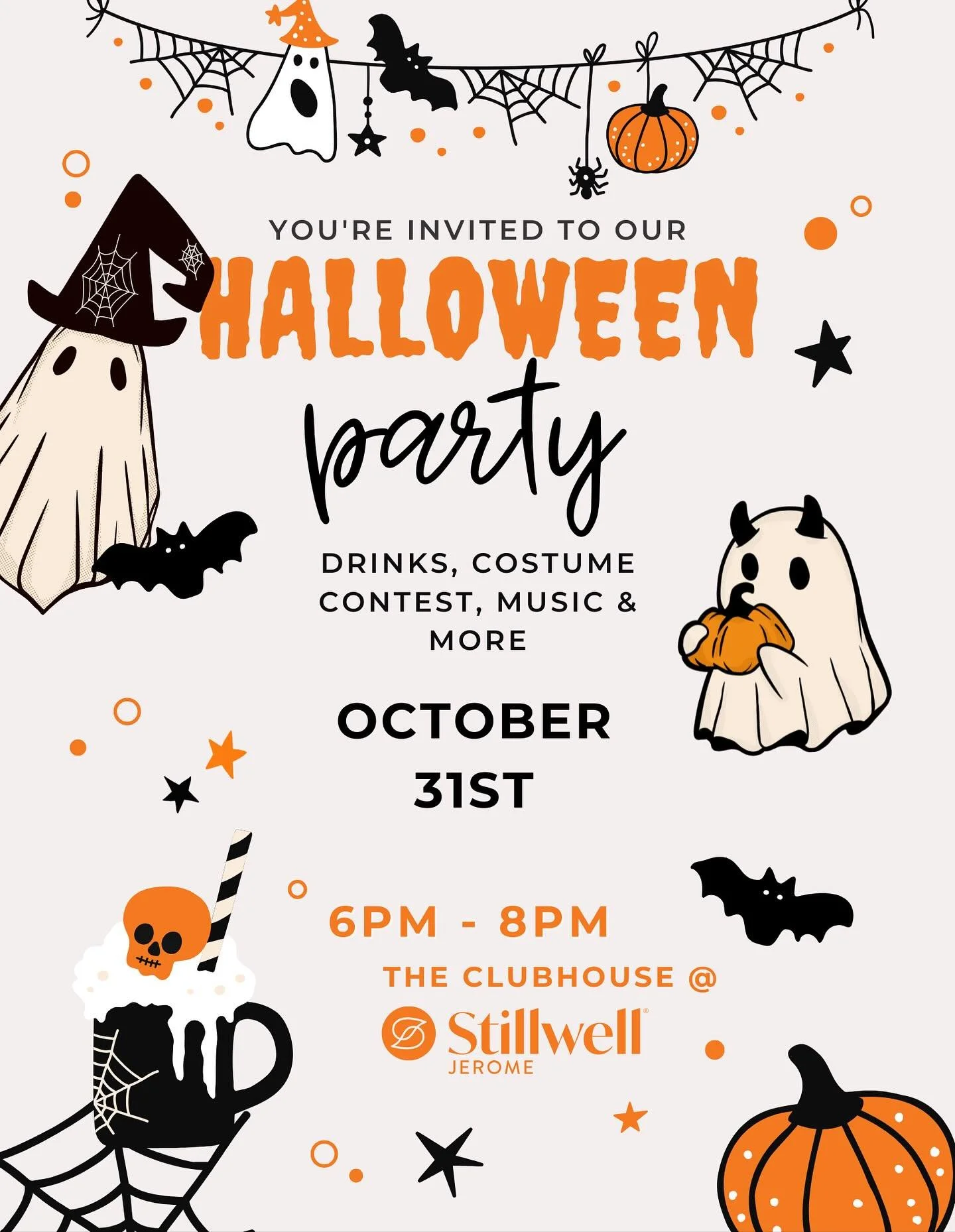 🎃👻 Join us for a spooktacular night! 🎉🦇

Get ready for our Halloween Party &amp; Trunk or Treat event on October 31st from 6 PM to 8 PM! 🕕✨ Bring your best ghouls and goblins for a night filled with fun, frights, and fantastic treats! 🍬🍭

🕸️ 
